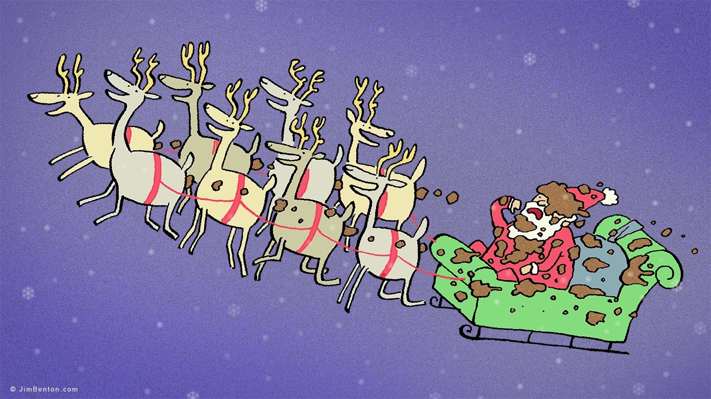 1425x800, 484 Kb / Санта, олени, Jim Benton