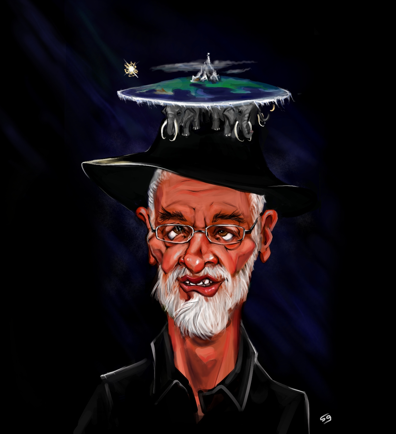 1351x1479, 530 Kb / планета, Терри Пратчетт, диск, слоны