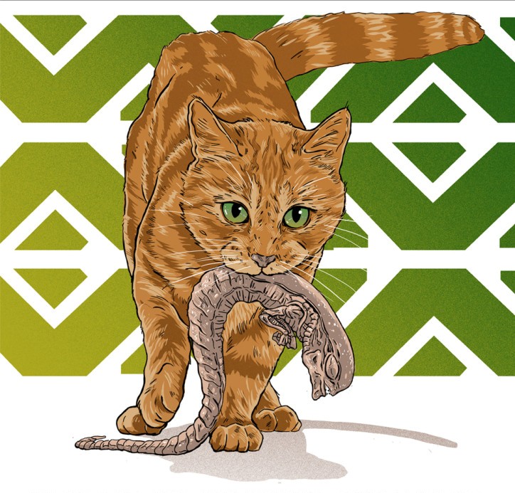 724x693, 157 Kb / кот, хищник, чужой, рисунок