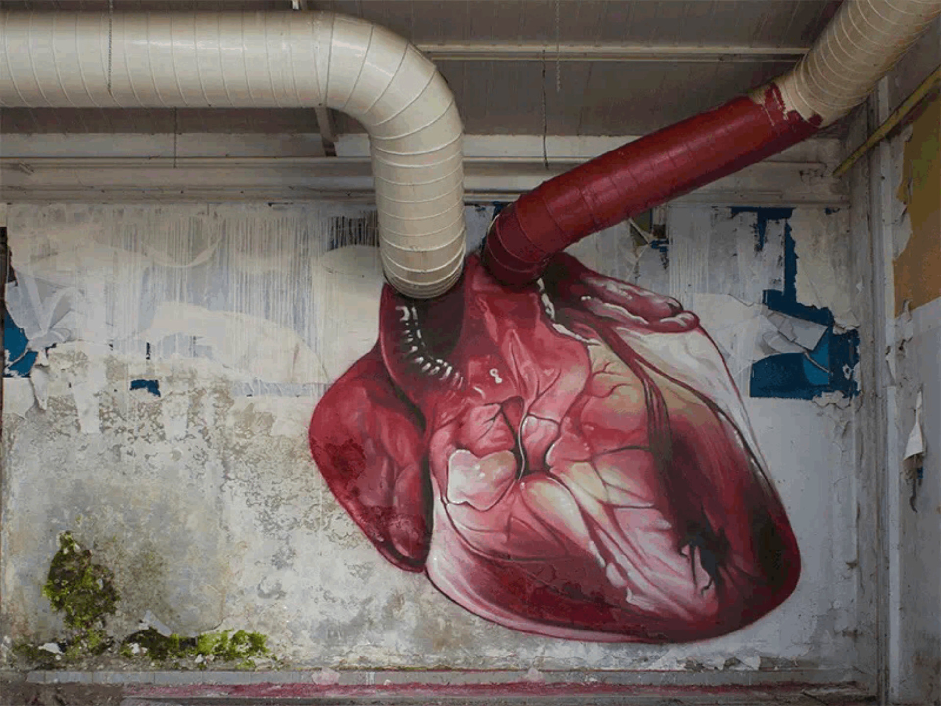 1920x1440, 577 Kb / трубы, сердце, граффити