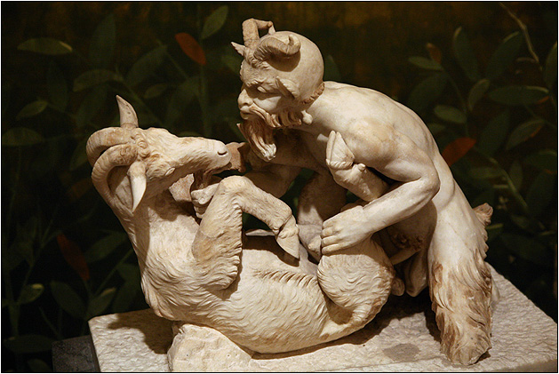 629x421, 154 Kb / сатир, козел, секс, рога, листья