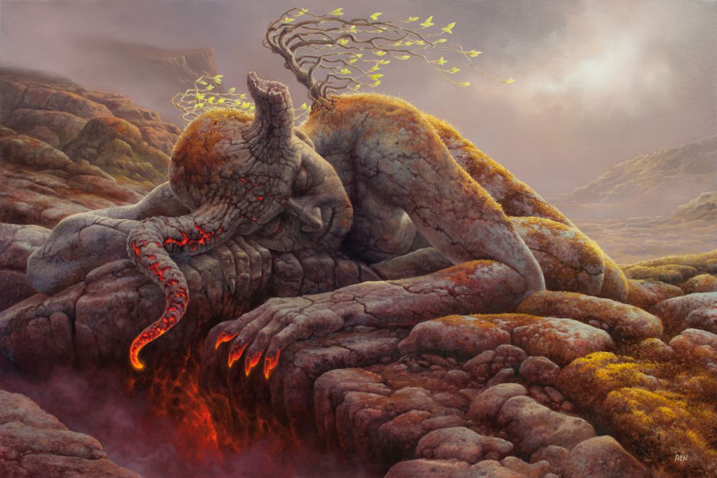 1024x683, 114 Kb / демон, камни, туман, деревья