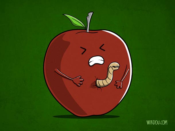 610x458, 20 Kb / яблоко, червяк, чужой