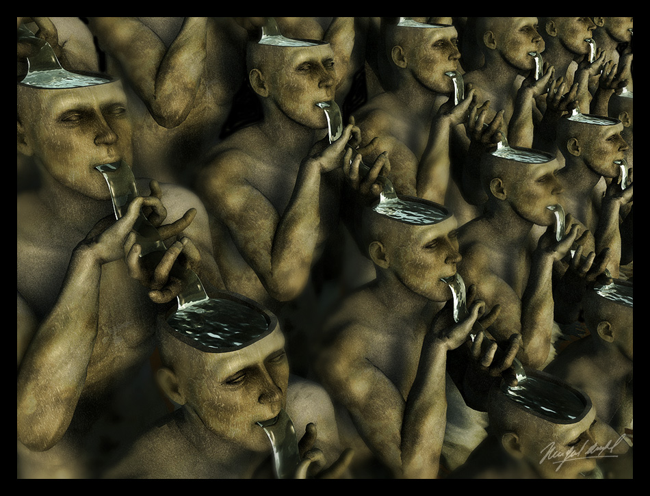 950x725, 287 Kb / мужчины, черепная коробка, вода, льют, сюрреализм