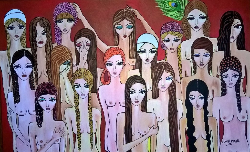 1024x622, 182 Kb / девки, косы, перо, рисунок