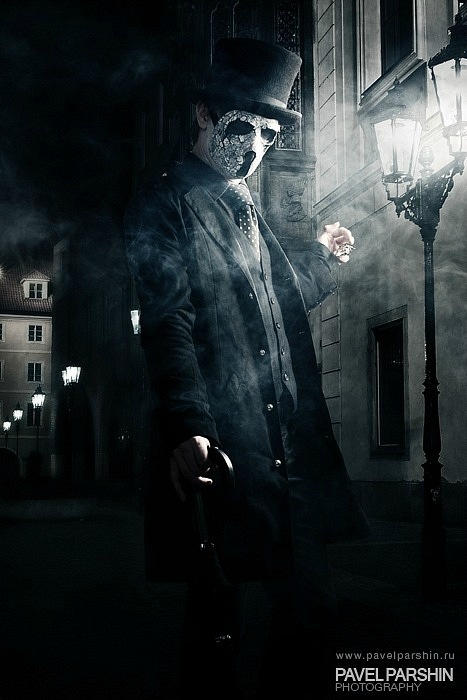 467x700, 78 Kb / мужчина, шляпа, трость, дома, фонари, трость