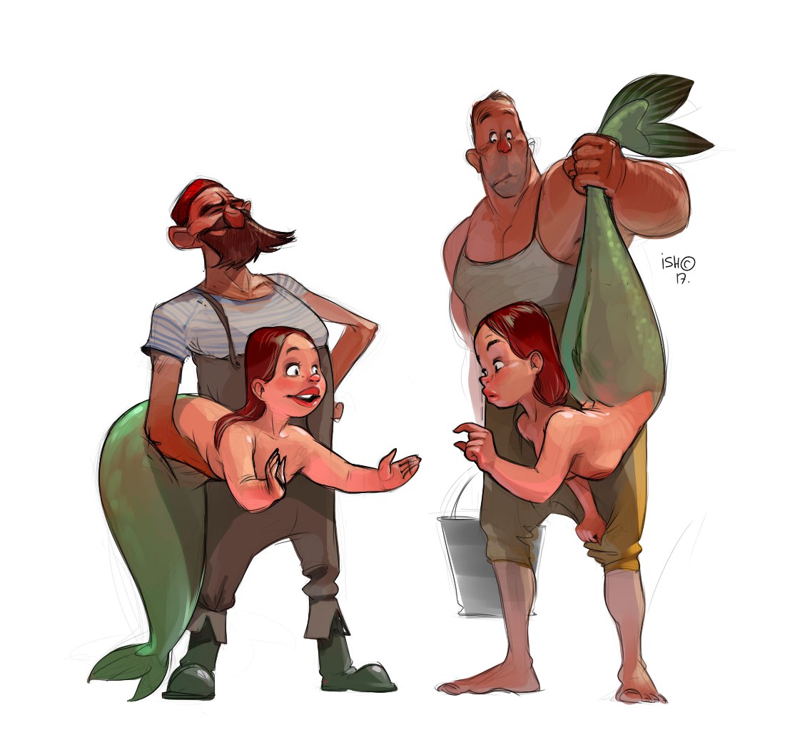 1107x1023, 123 Kb / улов, русалки, размер