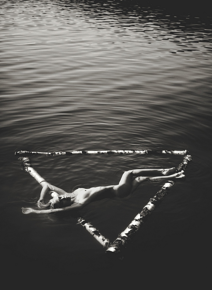 733x1000, 256 Kb / вода, треугольник, знак, берёзы, поленья