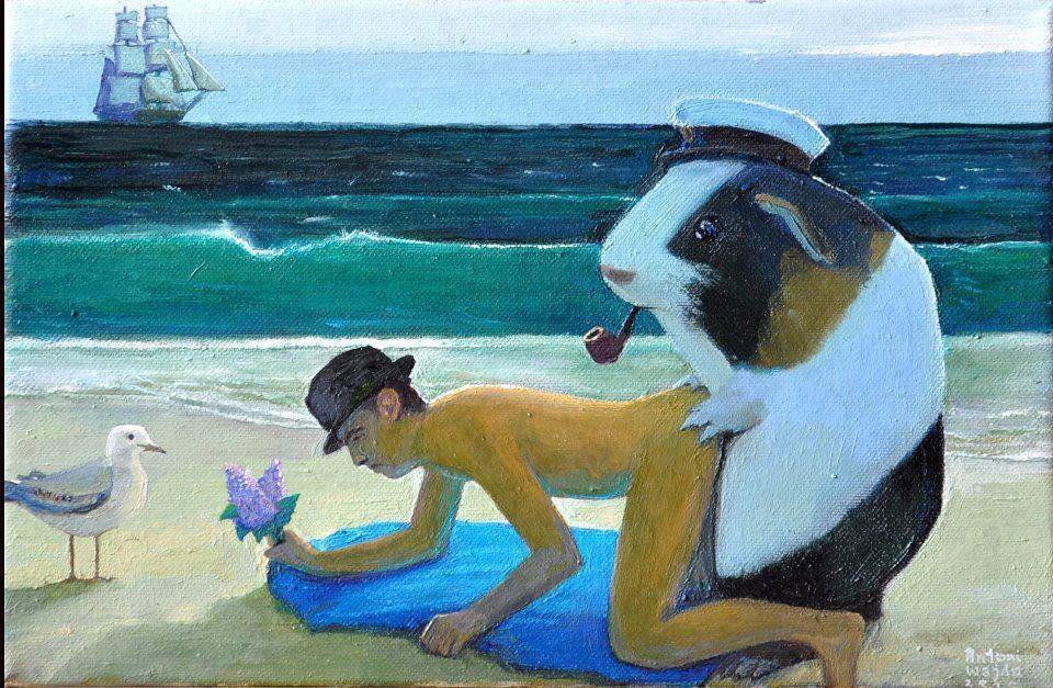 960x627, 136 Kb / пляж, трубка, морская свинка, рисунок, картина, ахтунг