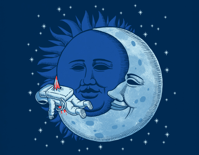 640x500, 171 Kb / месяц, луна, солнце, рог, космонавт