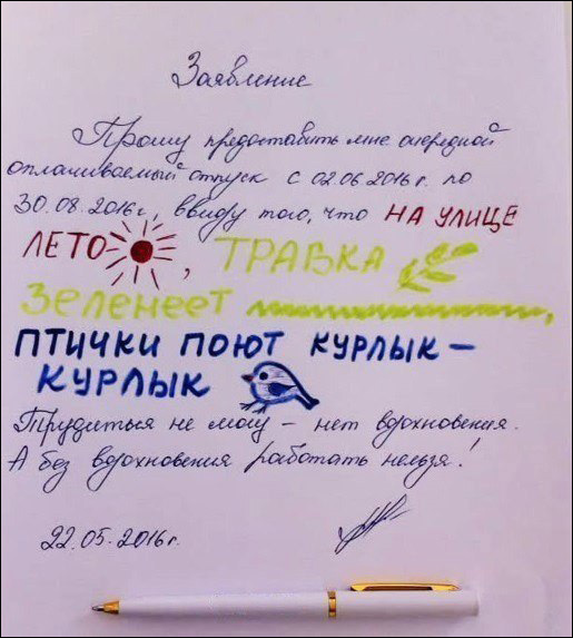 515x573, 108 Kb / заявление, отпуск, лето, травка, курлык