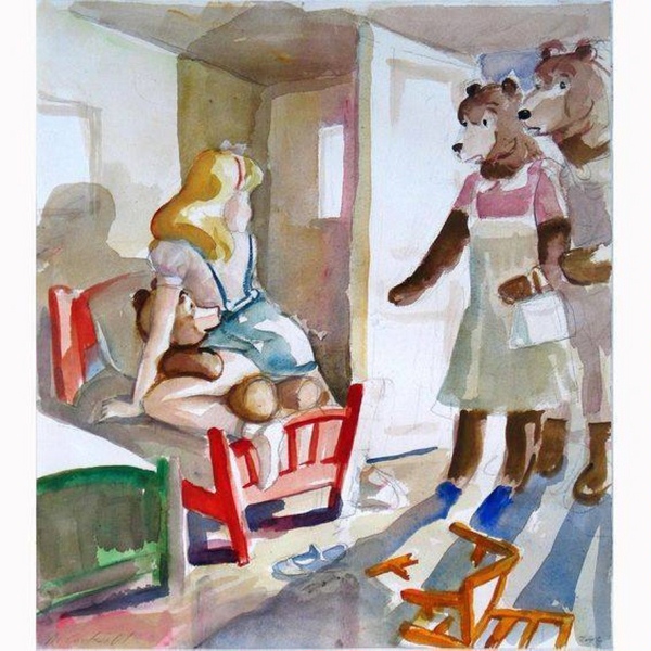 600x600, 171 Kb / маша, медведи, акварель, три медведя, рисунок