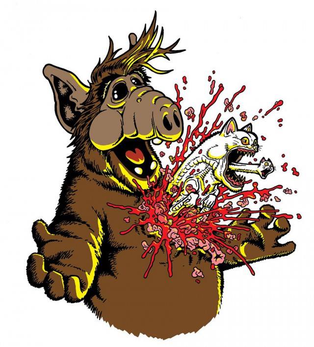 640x707, 68 Kb / Альф, кошки, чужой, грудолом