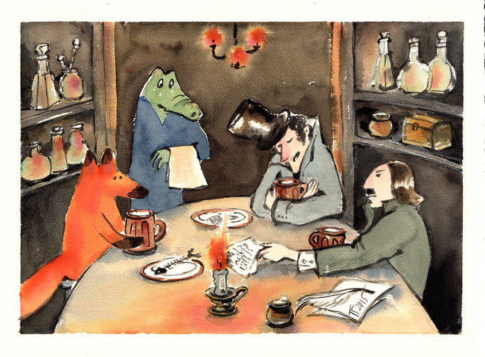 700x516, 179 Kb / лис, пиво, гоголь, крокодил, пушкин, свеча