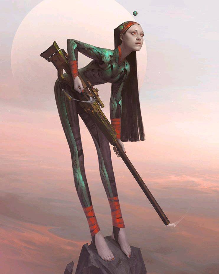 742x927, 53 Kb / девушка, винтовка, снайпер, комбинезон, Azora Visuals