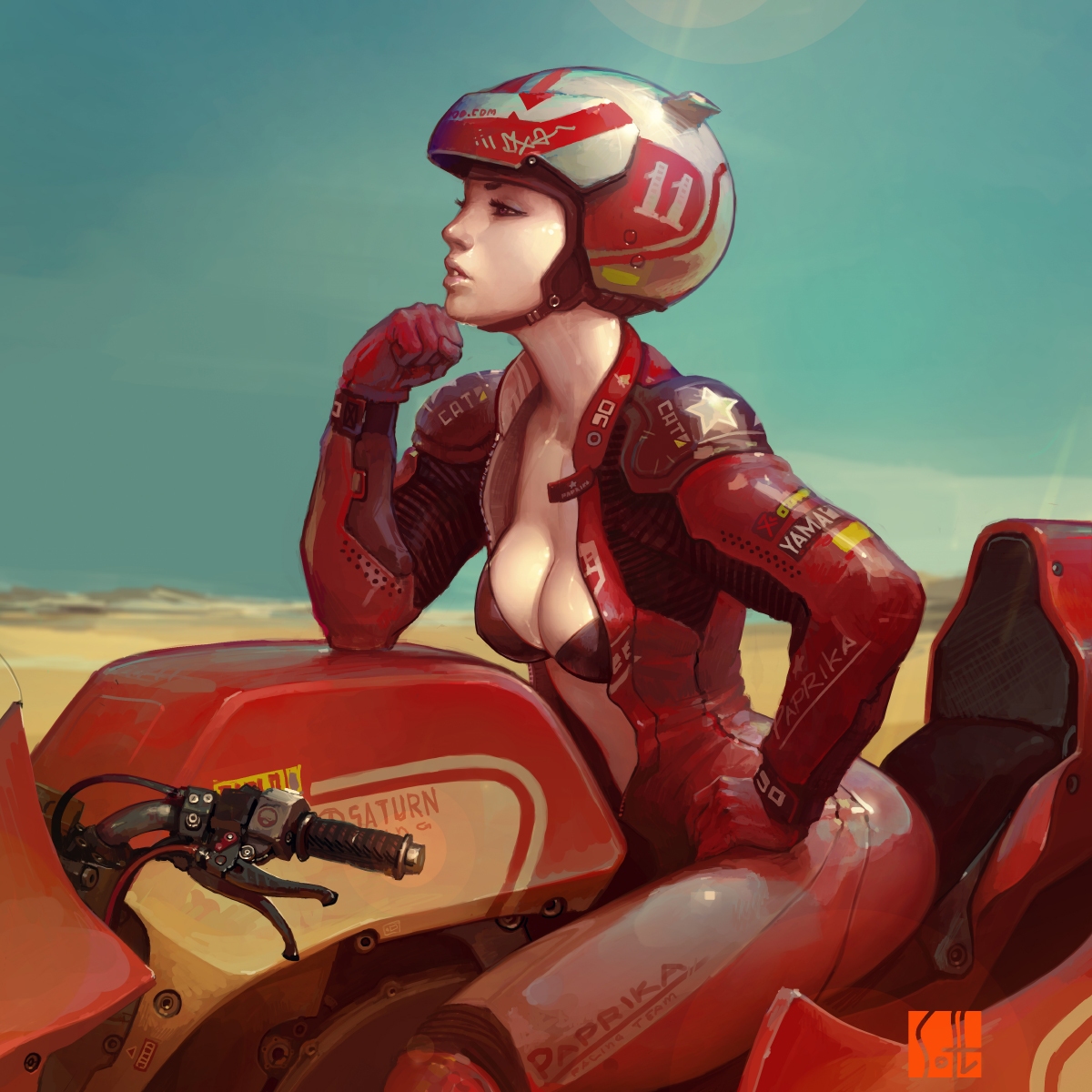 1200x1200, 564 Kb / комбинезон, девушка, мотоцикл, машина, soft_h