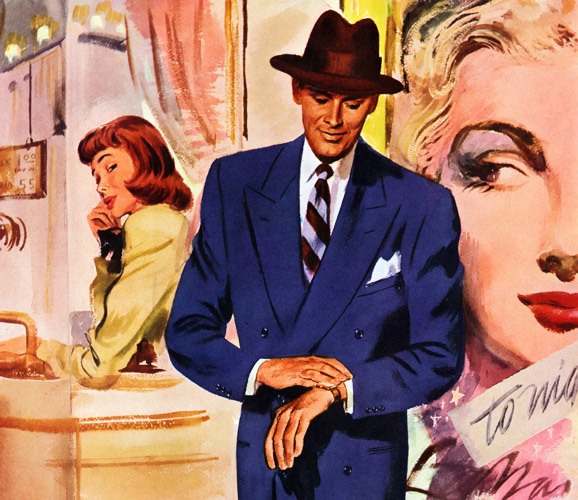 578x500, 99 Kb / мужчина, девушки, блондинка, рыжая, часы, выбор