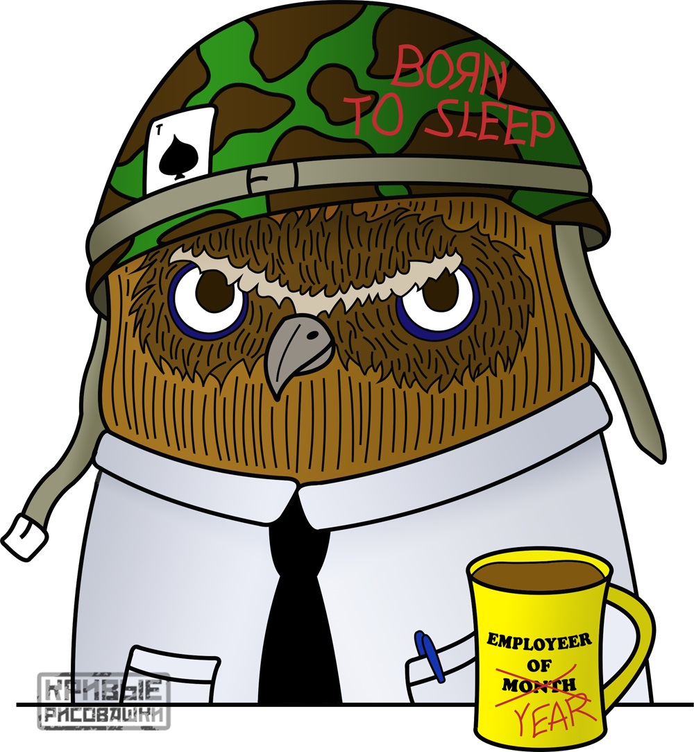 1000x1083, 268 Kb / Сова, работяга, каска, кружка, туз