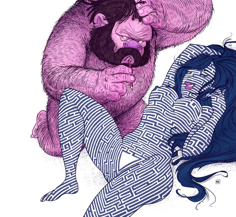 960x882, 185 Kb / мужчина, дикарь, женщина, лабиринт, решение, Michal Dziekan