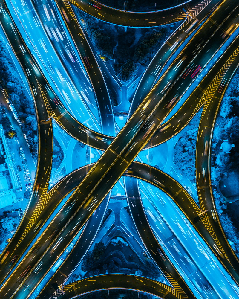 800x1000, 515 Kb / ночь, перекрёсток, автострада, мосты, развязка