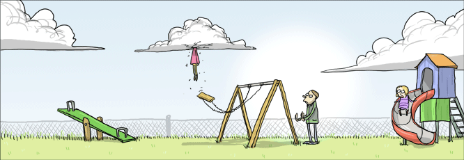 666x230, 49 Kb / качели, облака