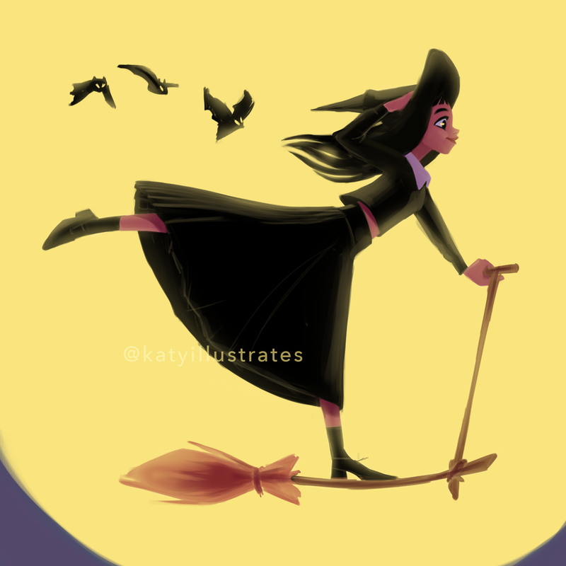 800x800, 198 Kb / Луга, ведьма, метла, скутер, sluggieart, луна