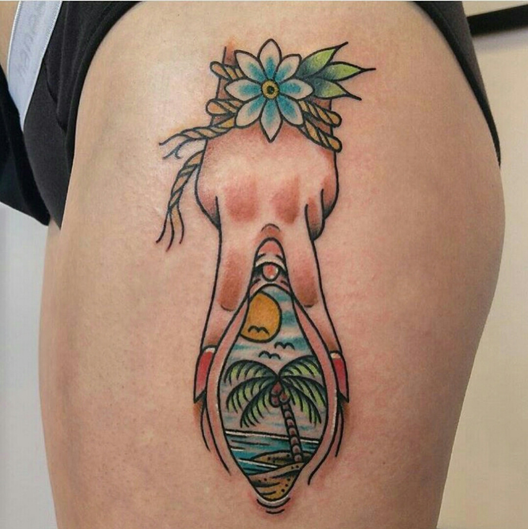 1080x1082, 239 Kb / пизда, тату, клитор, пальцы, цветок, пальма, рай