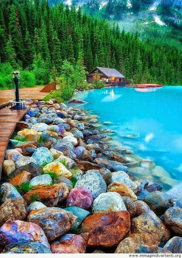 636x903, 170 Kb / лес, горы, озеро, камни, дом