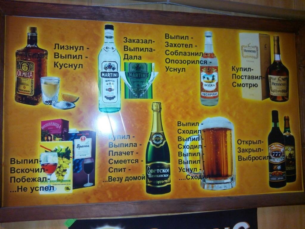 1024x768, 126 Kb / памятка, текила, мартини, шампанское, водка, портвейн, пиво, вино