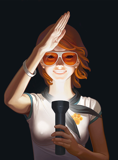 500x680, 75 Kb / пионерка, очки, фонарь, соски, салют