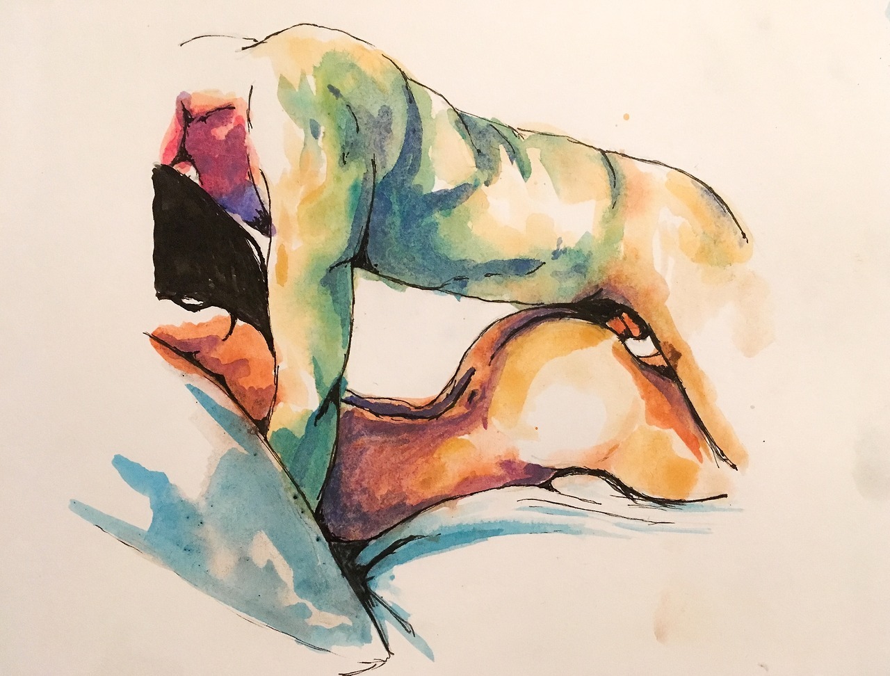 1280x972, 275 Kb / секс, сзади, рисунок, акварель