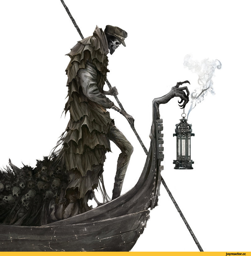 811x825, 99 Kb / лодка, мертвец, фонарь, клюка