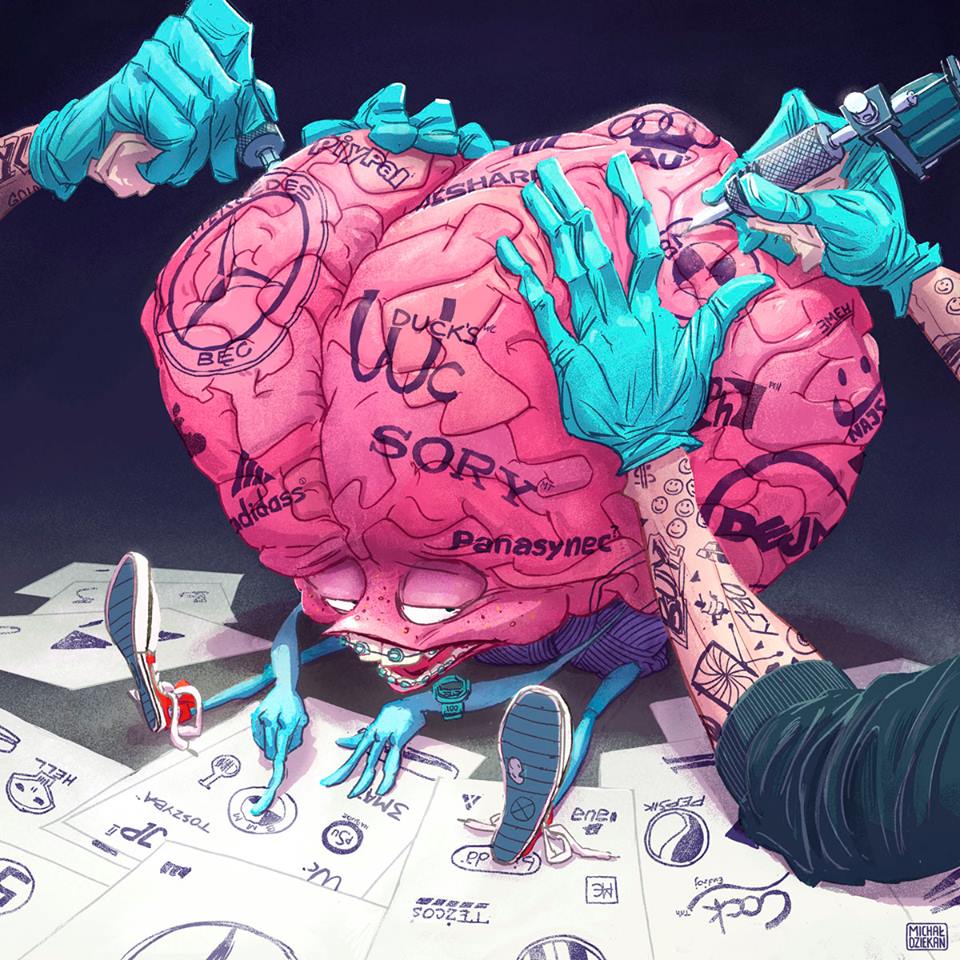 960x960, 164 Kb / бренды, мозг, татуировки, машинка, руки, Michal Dziekan