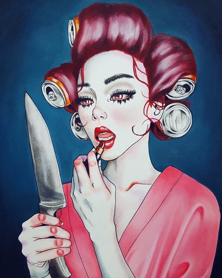 768x960, 137 Kb / нож, бигуди, помада, банки