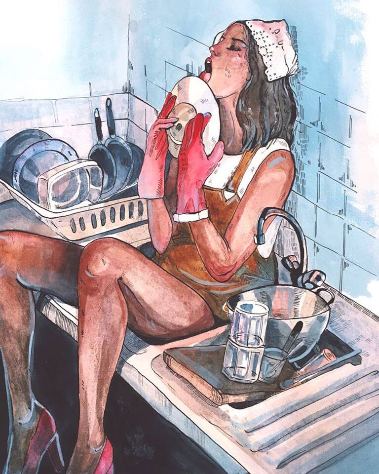 768x960, 137 Kb / кошка, посудомойка, Женя Датско