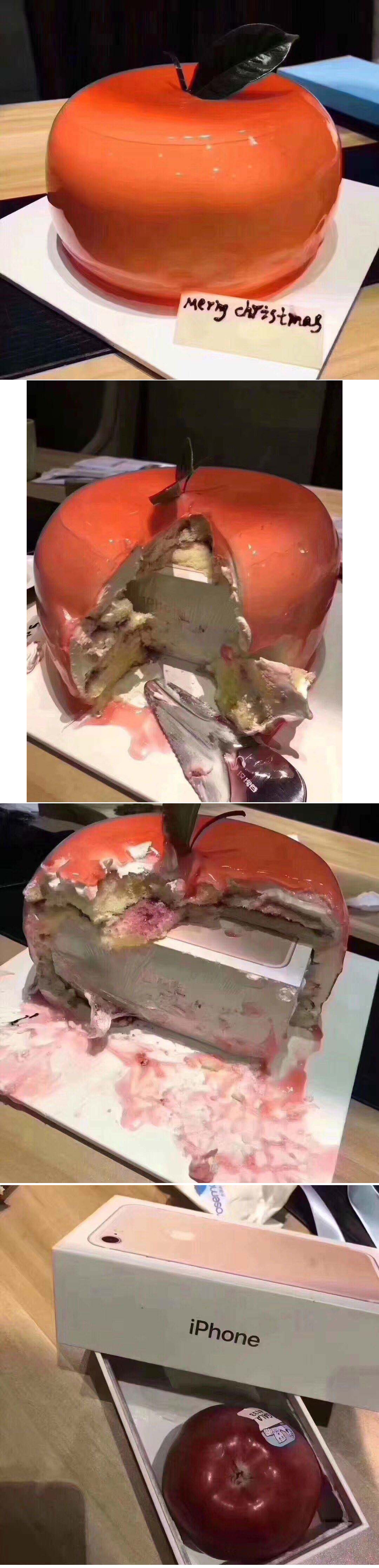 1080x4460, 625 Kb / яблоко, айфон, торт, подарок