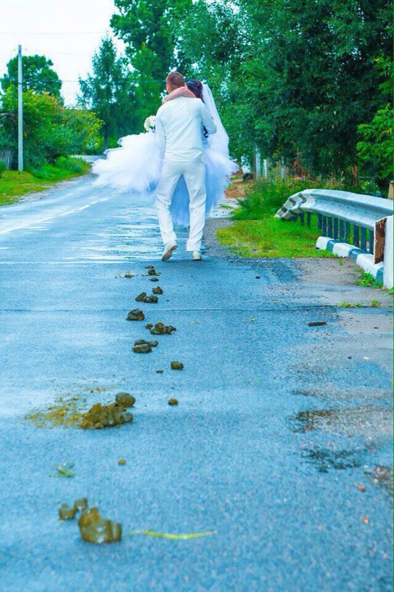 790x1185, 159 Kb / Жених, невеста, на руках, мост