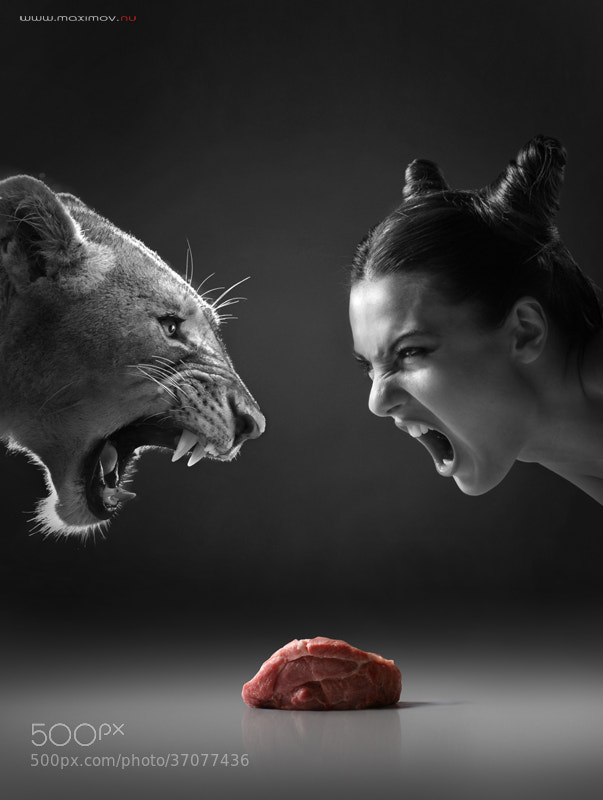 603x800, 59 Kb / мясо, львица, девушка, пасть, рык