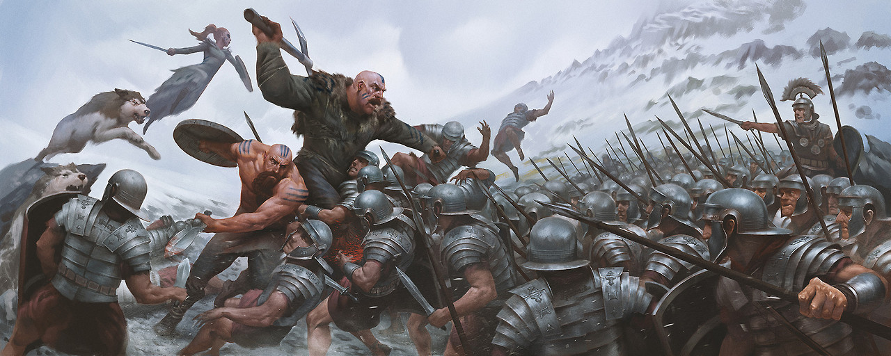 1280x512, 238 Kb / бой, варвары, римляне