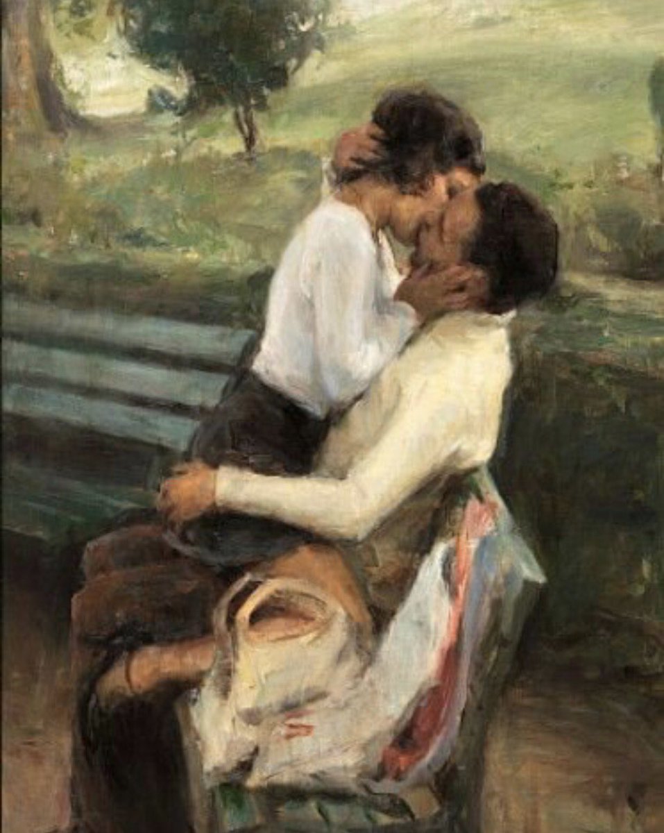 957x1200, 134 Kb / скамейка, пара, поцелуй, картина, рон хикс