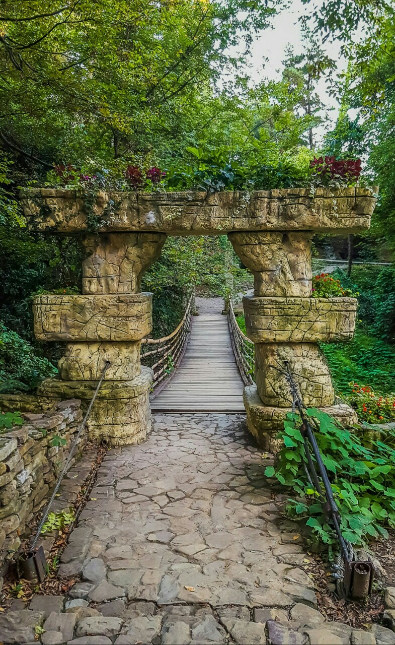 785x1280, 506 Kb / Арка, камни, мост, цветы