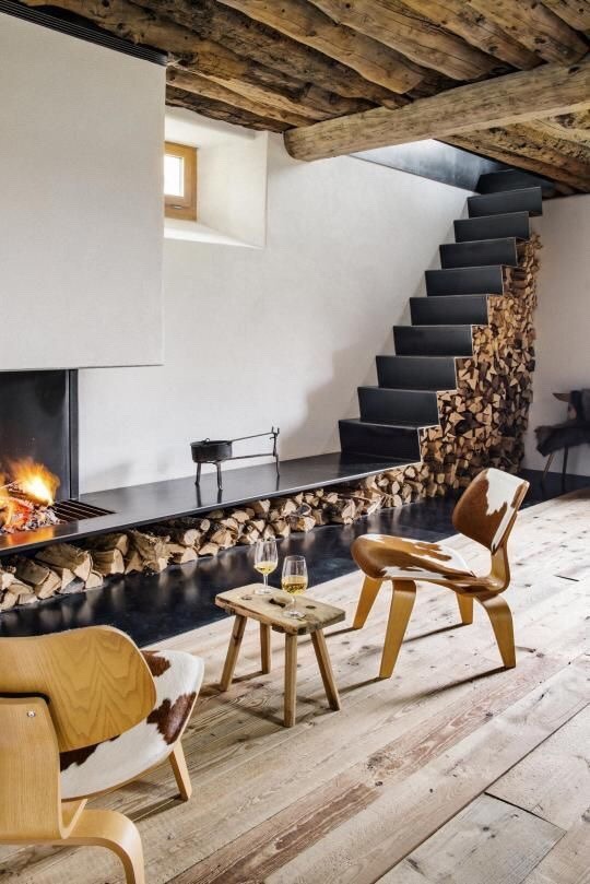 540x809, 92 Kb / камин, дрова, бокалы, огонь, лестница