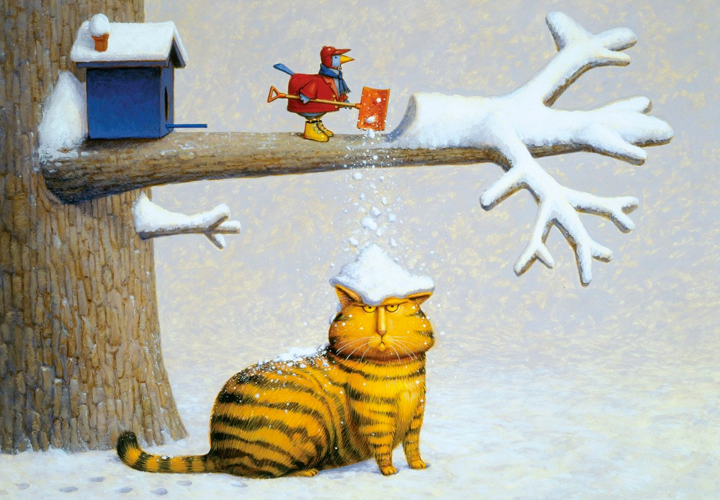 720x500, 619 Kb / скворечник, кот, снег, лопата, ветка