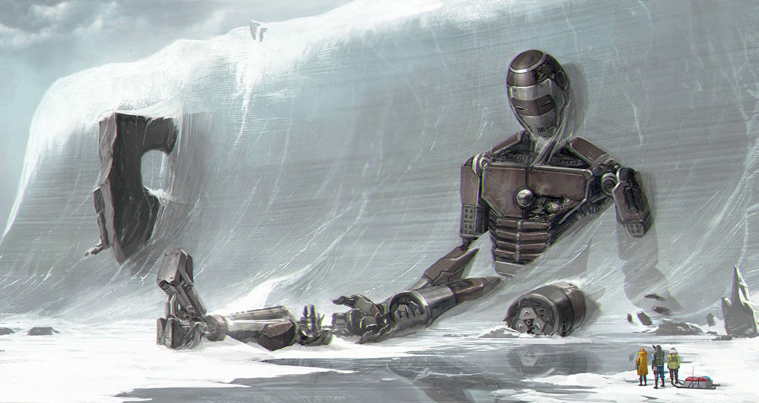 1553x825, 174 Kb / робот, стена, лед