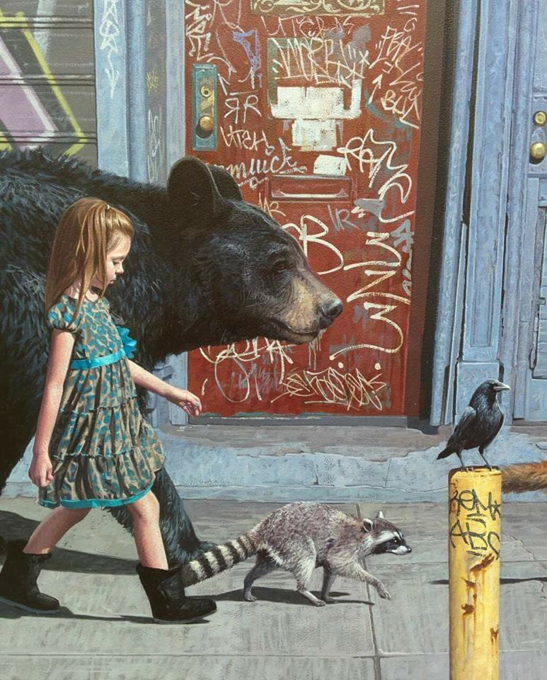 773x960, 150 Kb / медведь, девочка, енот, рисунок