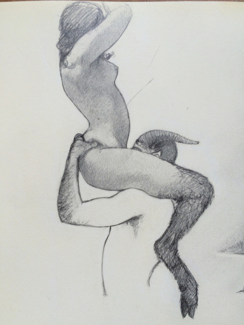 500x666, 66 Kb / рисунок, сатиры, куннилингус, ч/б