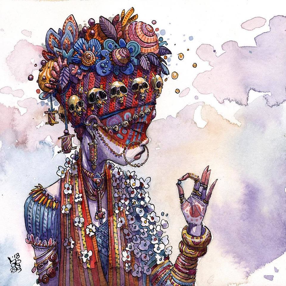 960x960, 208 Kb / орнамент, кольца, акварель, Moon Mxtr