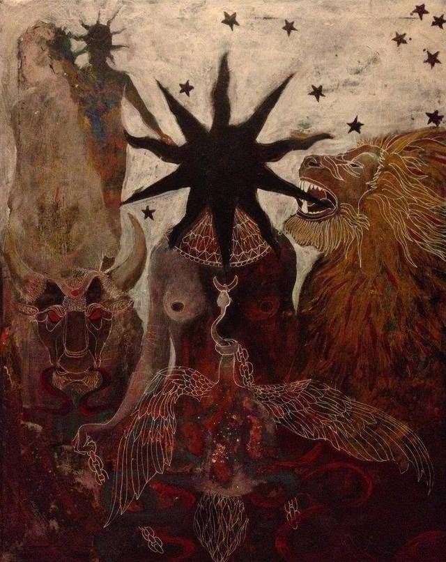 640x806, 98 Kb / лев, птица, звезда, рисунок