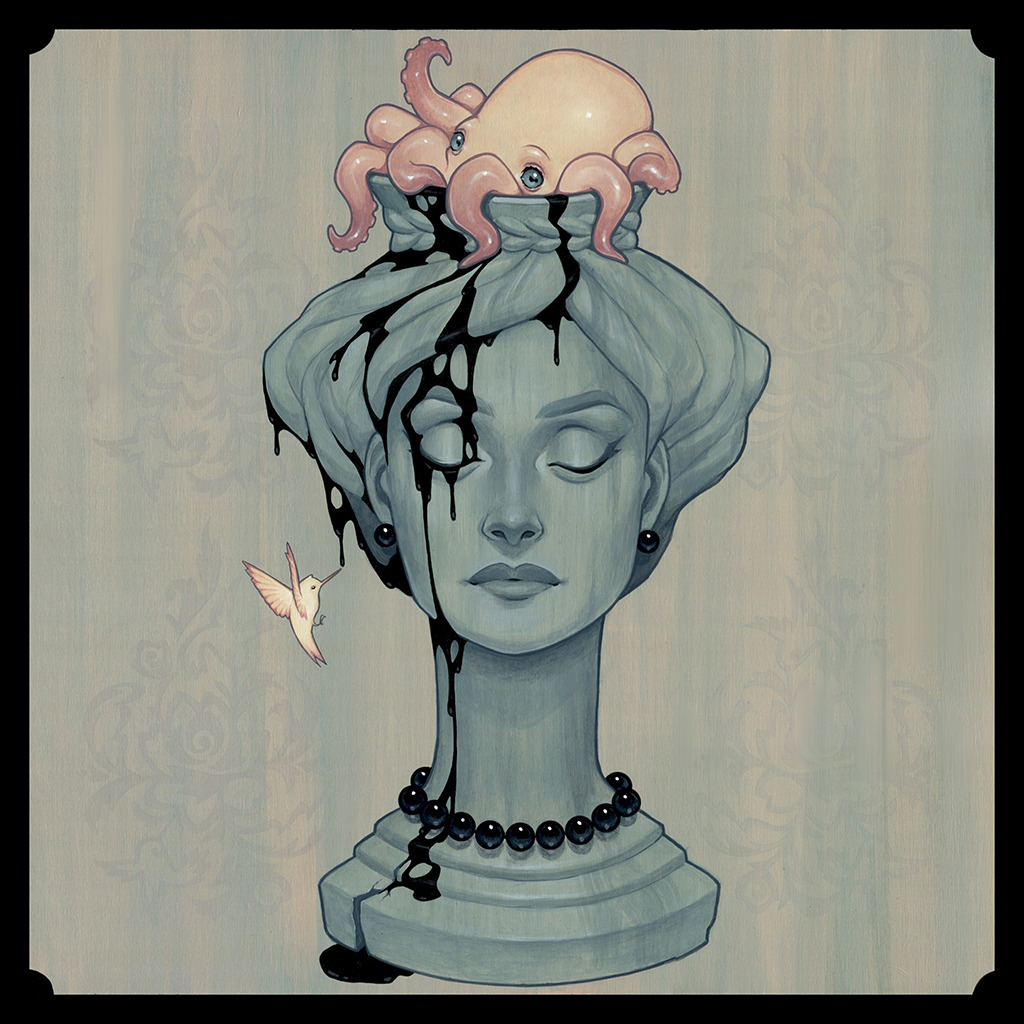 1024x1024, 273 Kb / рисунок, статуэтка, колибри, осьминог, мозговой, слизень, Glenn Arthur, Bathink Beauty