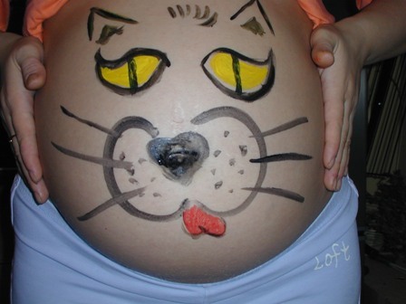 448x336, 35 Kb / бодиарт, беременность, кошка